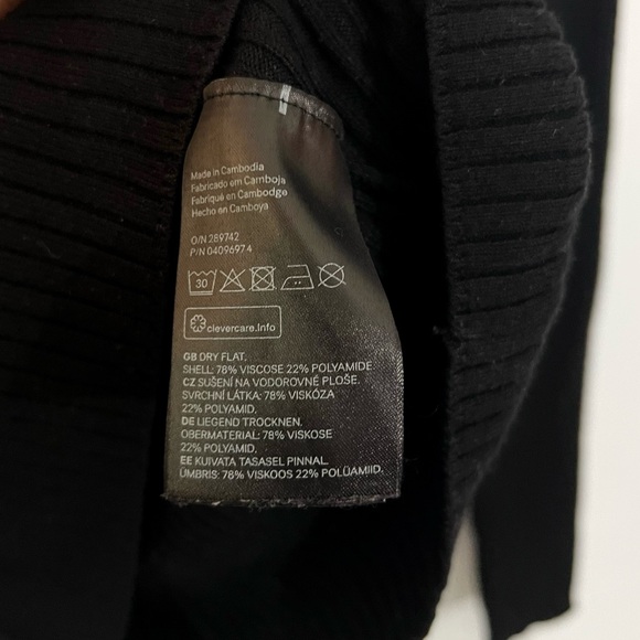 H&M Black Ribbed Stretchy Mock Neck Long Sleeve Top Basic Layer Fitted Small - Picture 5 of 5
